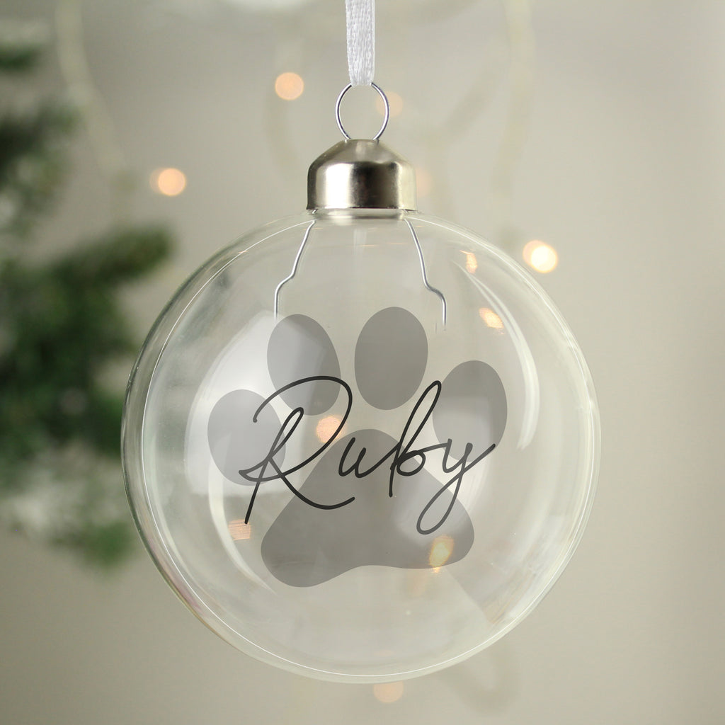 Personalised Pet Glass Bauble - Buy Christmas Decorations at GiftMasters.co.uk