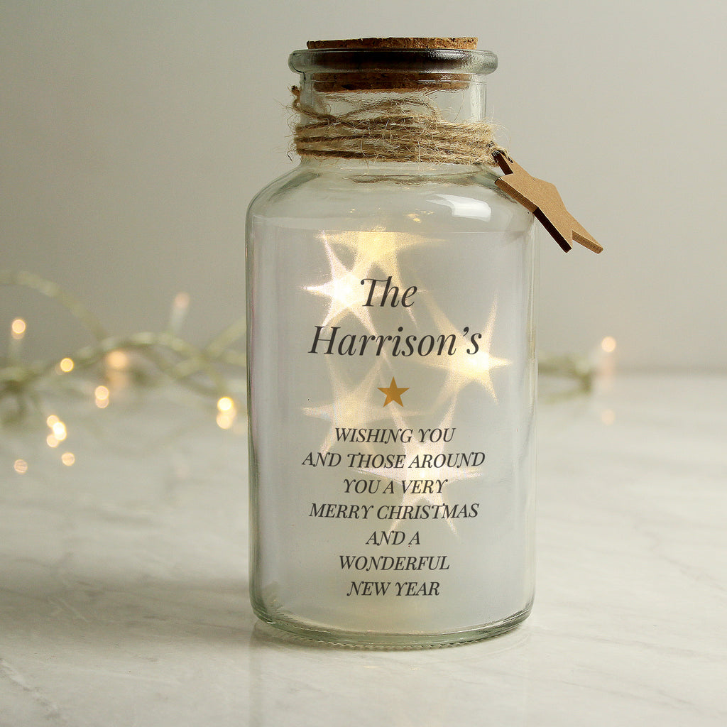 Personalised Free Text LED Glass Jar - Buy LED Lights, Candles & Decorations at GiftMasters.co.uk