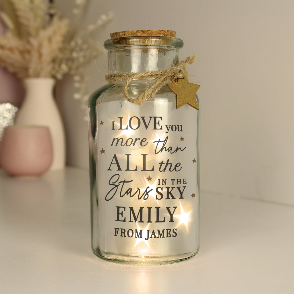Personalised I Love You More... LED Glass Jar - Buy LED Lights, Candles & Decorations at GiftMasters.co.uk
