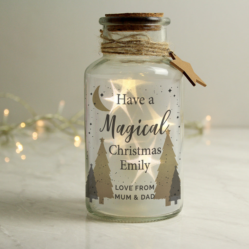 Personalised Christmas Tree LED Glass Jar - Buy Christmas Decorations at GiftMasters.co.uk