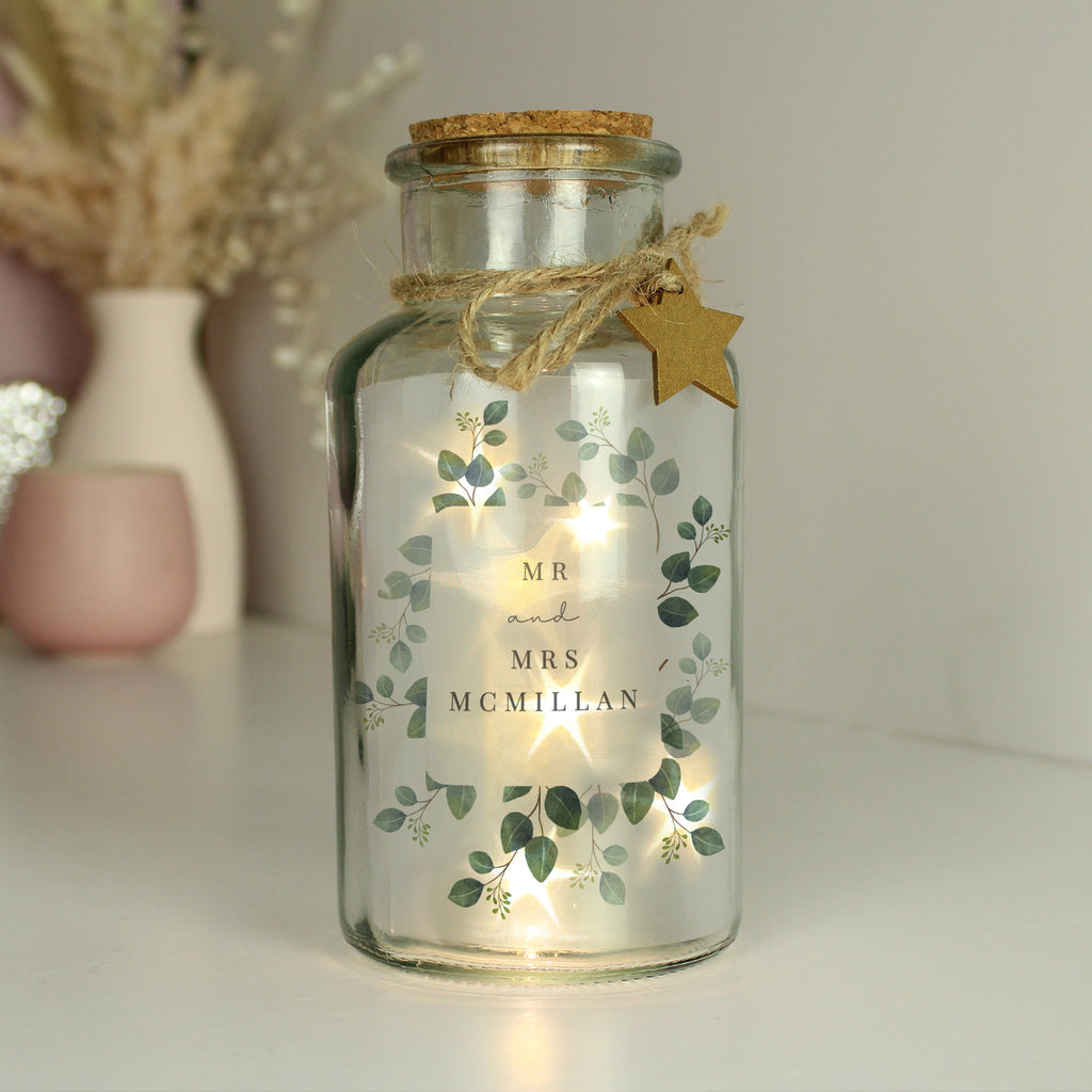 Personalised Botanical LED Glass Jar - Buy LED Lights, Candles & Decorations at GiftMasters.co.uk