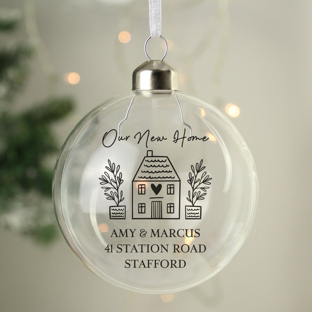 Personalised Home Glass Bauble - Buy Christmas Decorations at GiftMasters.co.uk