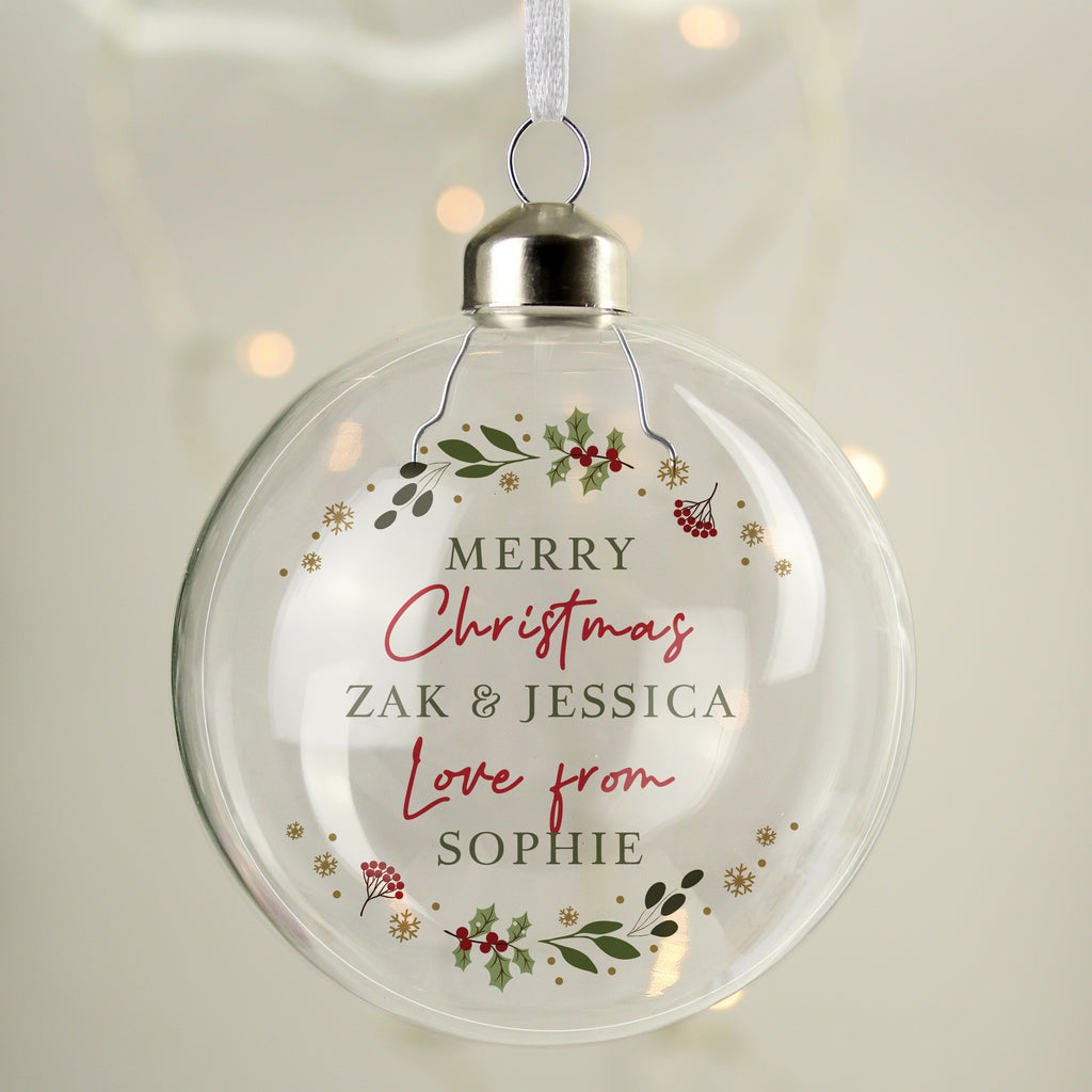 Personalised Christmas Glass Bauble - Buy Christmas Decorations at GiftMasters.co.uk