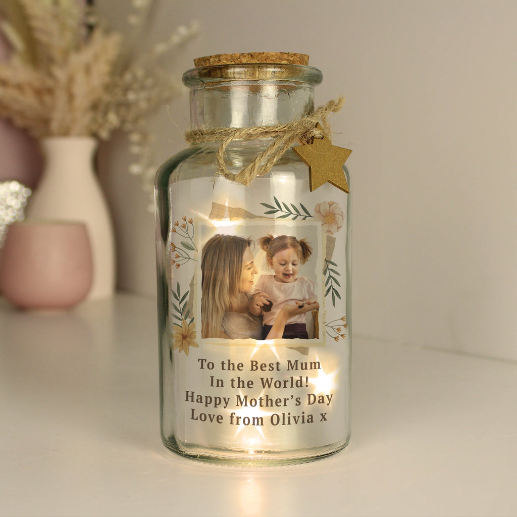 Personalised Wild Flowers Photo Upload LED Light Up Jar - Buy LED Lights, Candles & Decorations at GiftMasters.co.uk