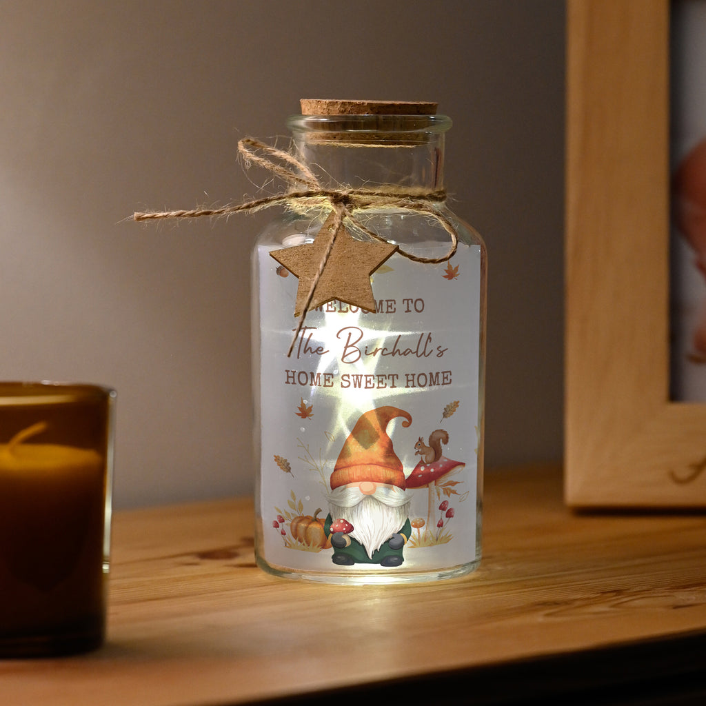Personalised Autumn Gonk LED Light Up Jar - Buy  at GiftMasters.co.uk