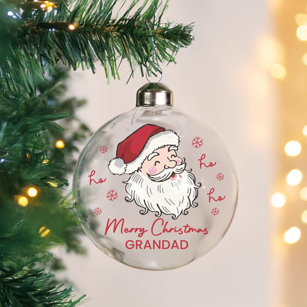 Personalised Santa Glass Bauble - Buy Christmas Decorations at GiftMasters.co.uk