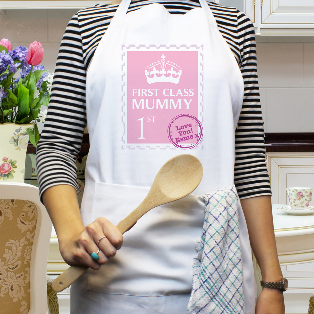 Personalised Pink 1st Class Apron - Buy Kitchen, Baking & Dining Gifts at GiftMasters.co.uk