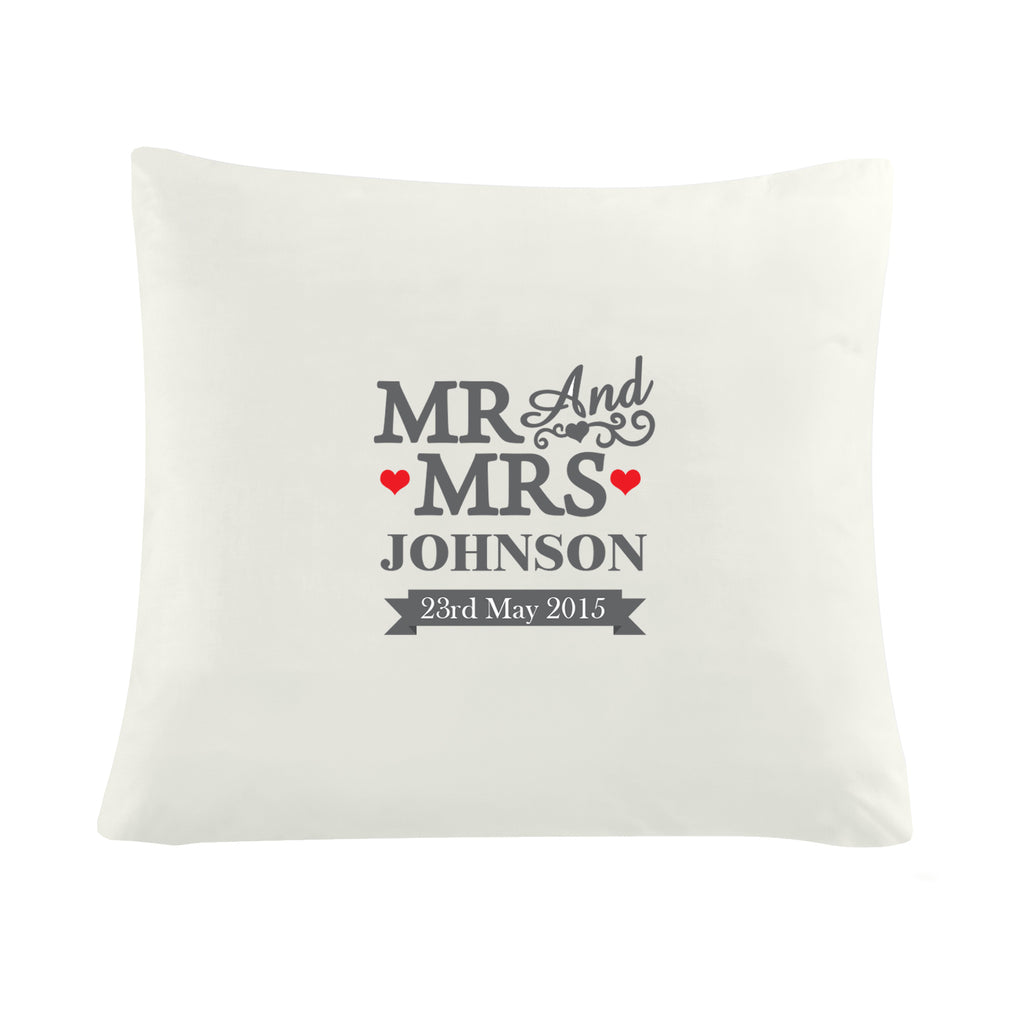 Personalised Mr & Mrs Cushion - Buy Textiles at GiftMasters.co.uk
