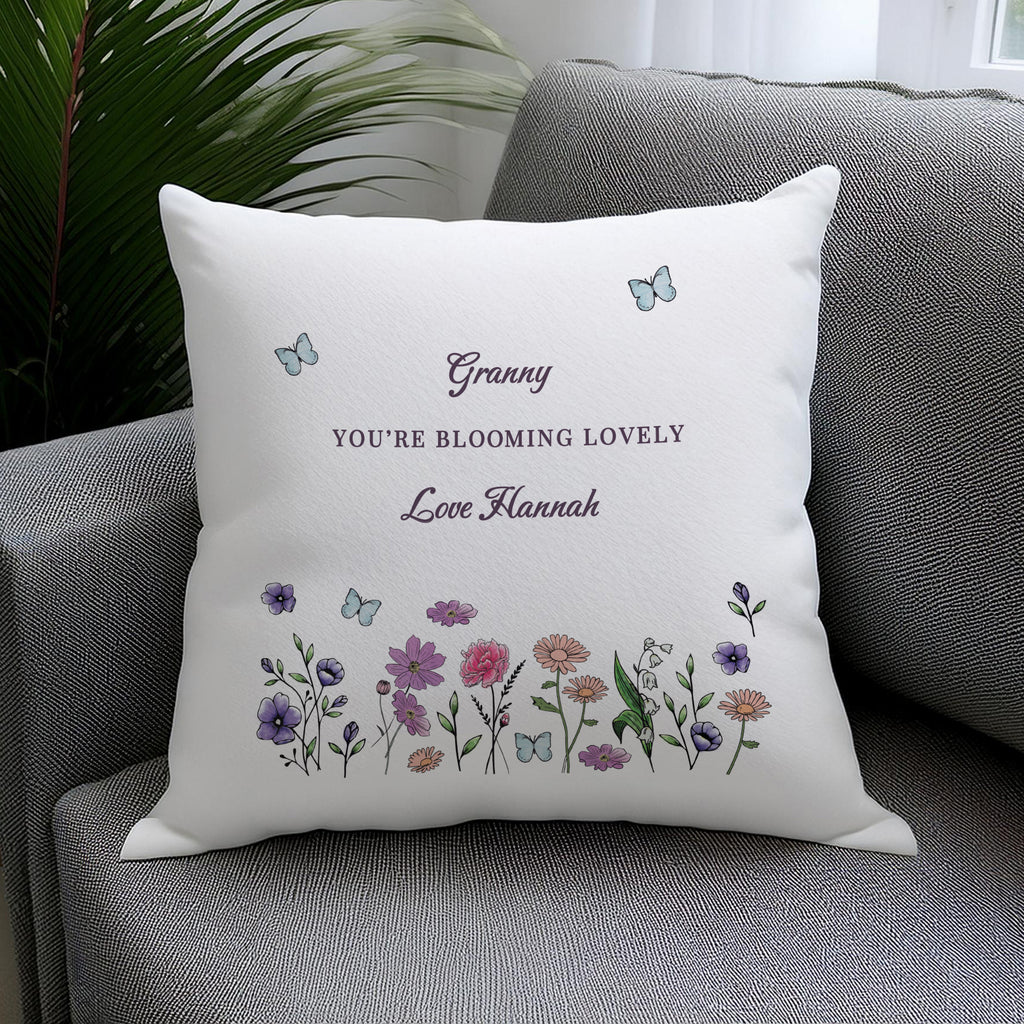 Personalised Wild Flowers Cushion - Buy Textiles at GiftMasters.co.uk