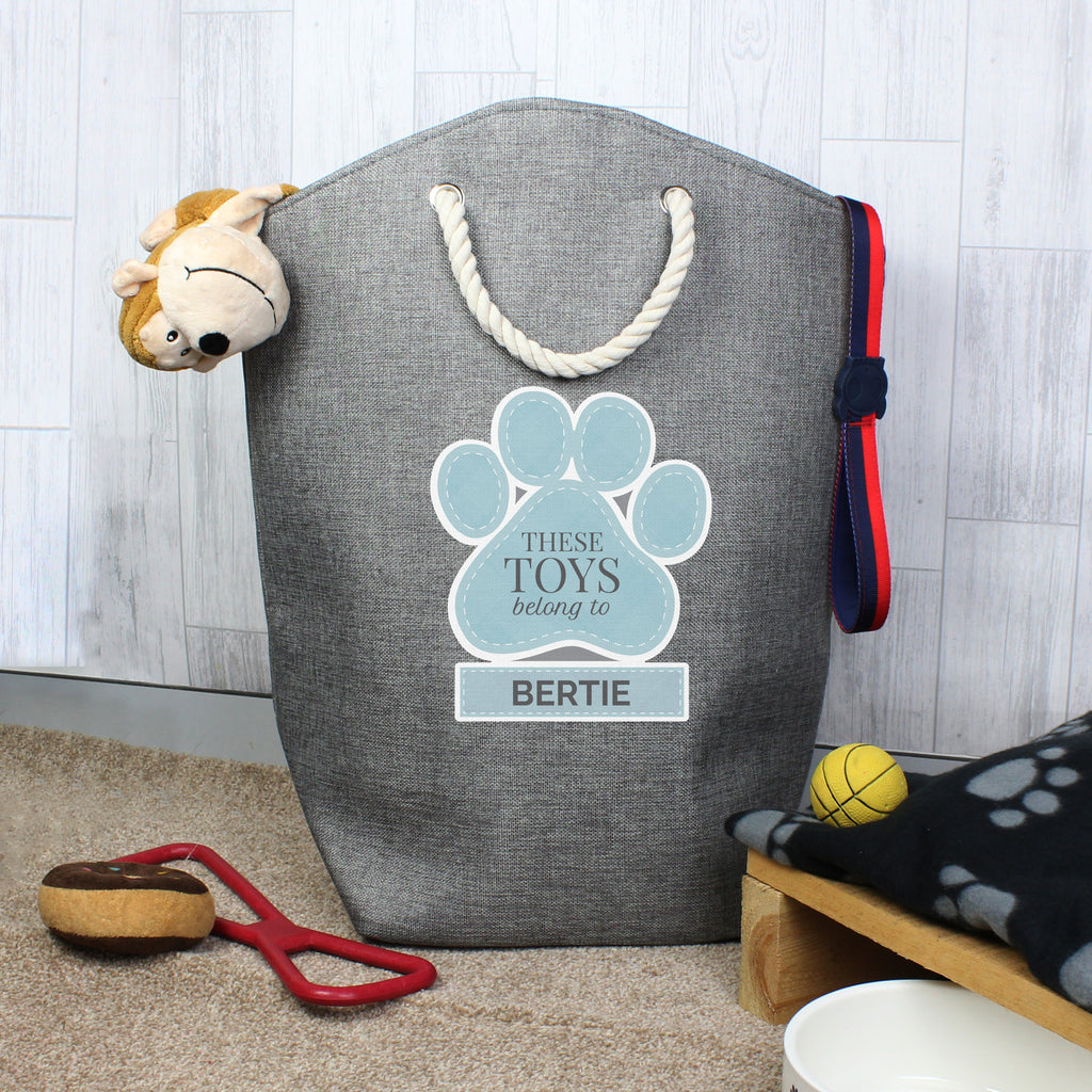 Personalised Blue Paw Print Storage Bag - Buy Pet Gifts at GiftMasters.co.uk