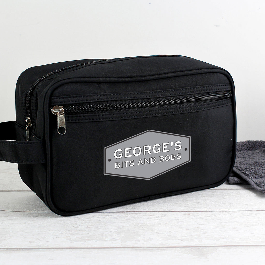 Personalised Plaque Black Toiletry Bag - Buy Textiles at GiftMasters.co.uk
