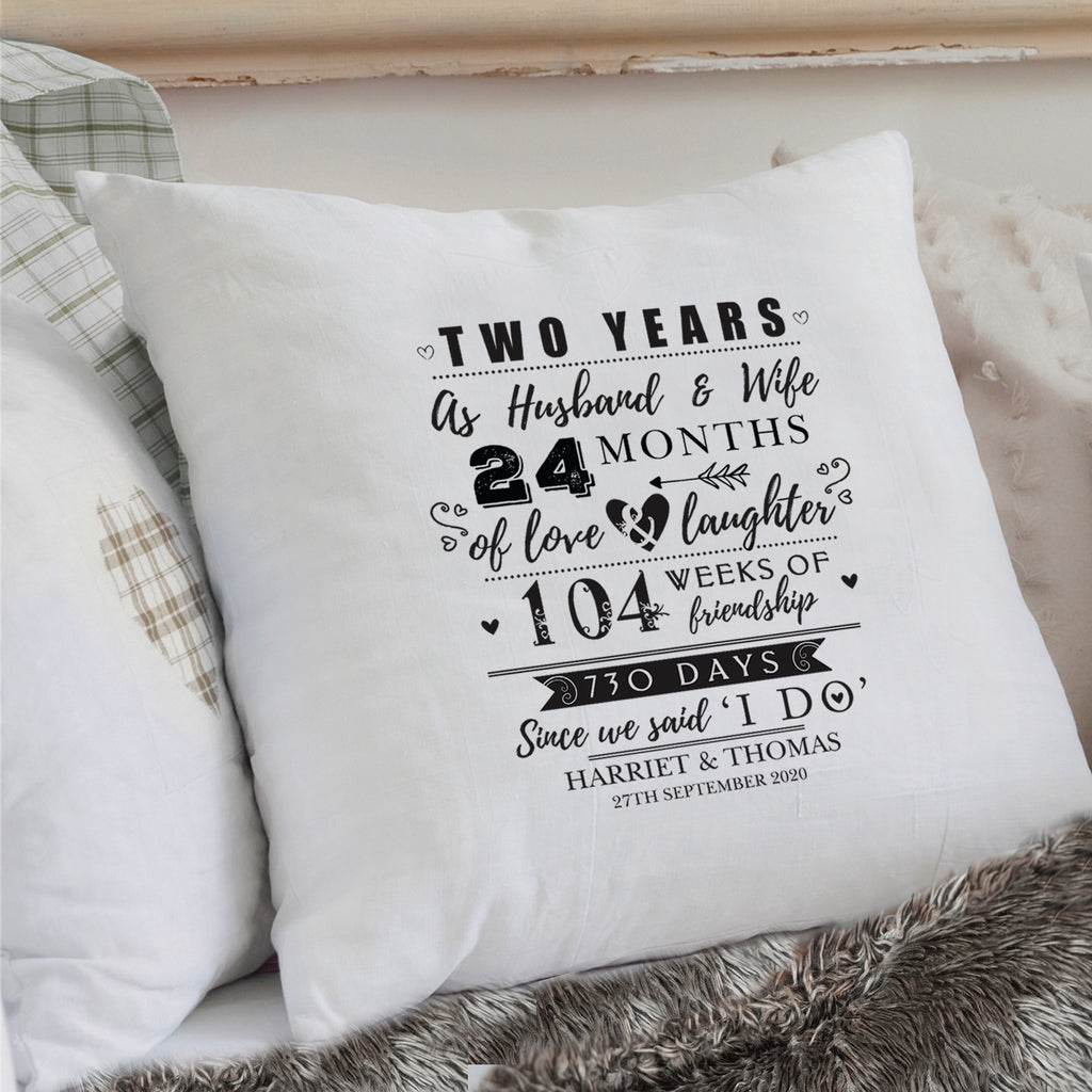 Personalised 2nd Anniversary Cushion - Buy Textiles at GiftMasters.co.uk