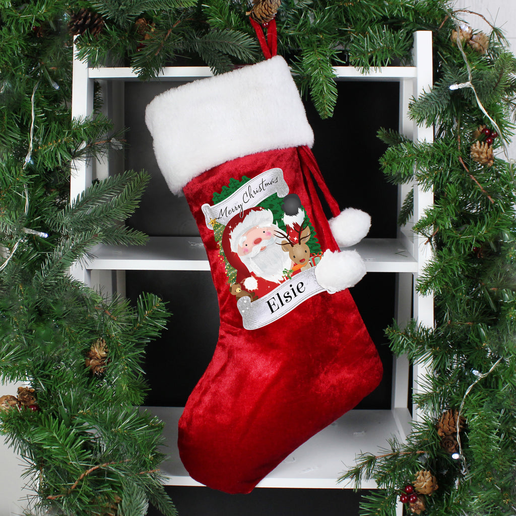 Personalised Christmas Santa Red Stocking - Buy Christmas Decorations at GiftMasters.co.uk