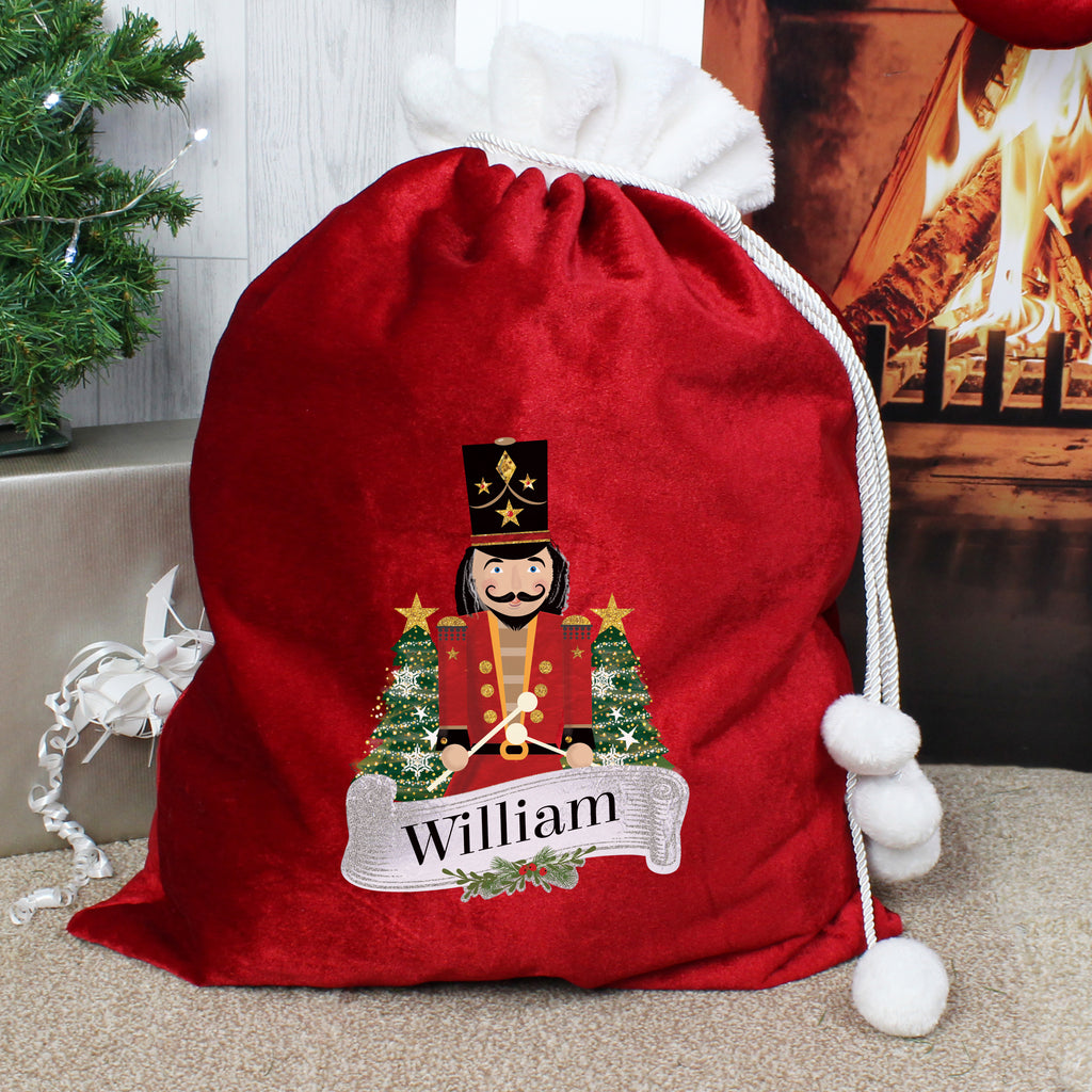 Personalised Nutcracker Red Sack - Buy Christmas Decorations at GiftMasters.co.uk