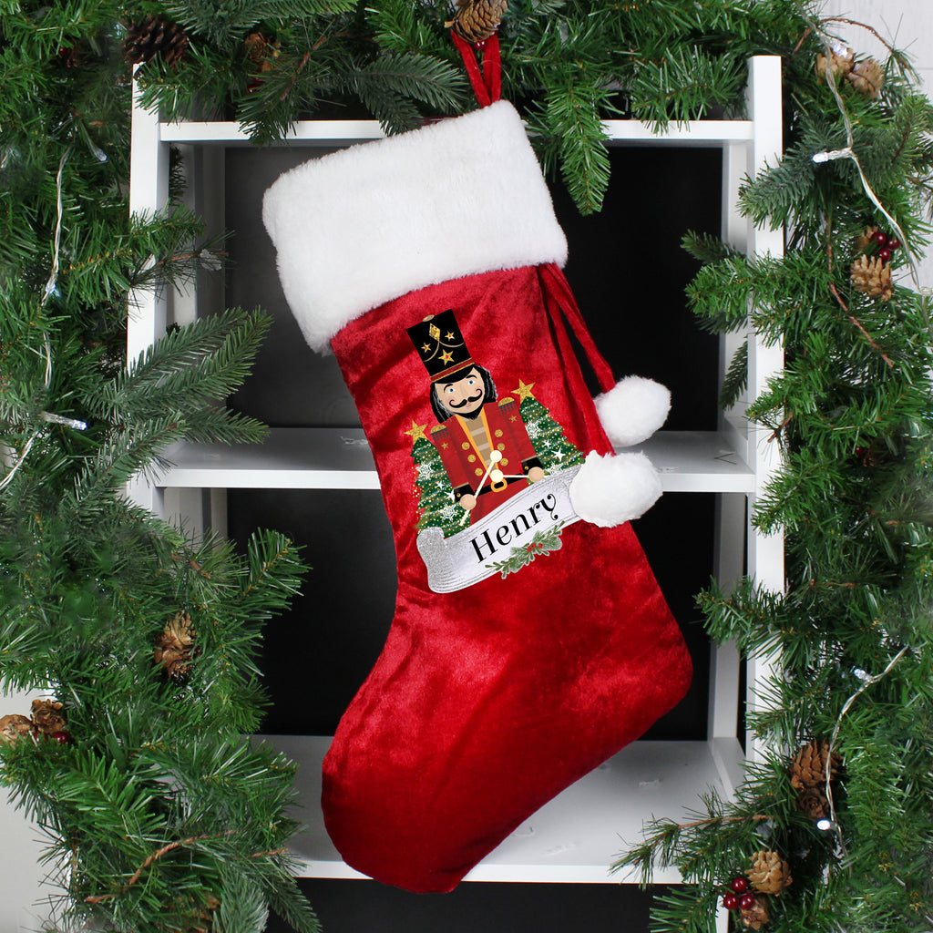 Personalised Nutcracker Red Stocking - Buy Christmas Decorations at GiftMasters.co.uk