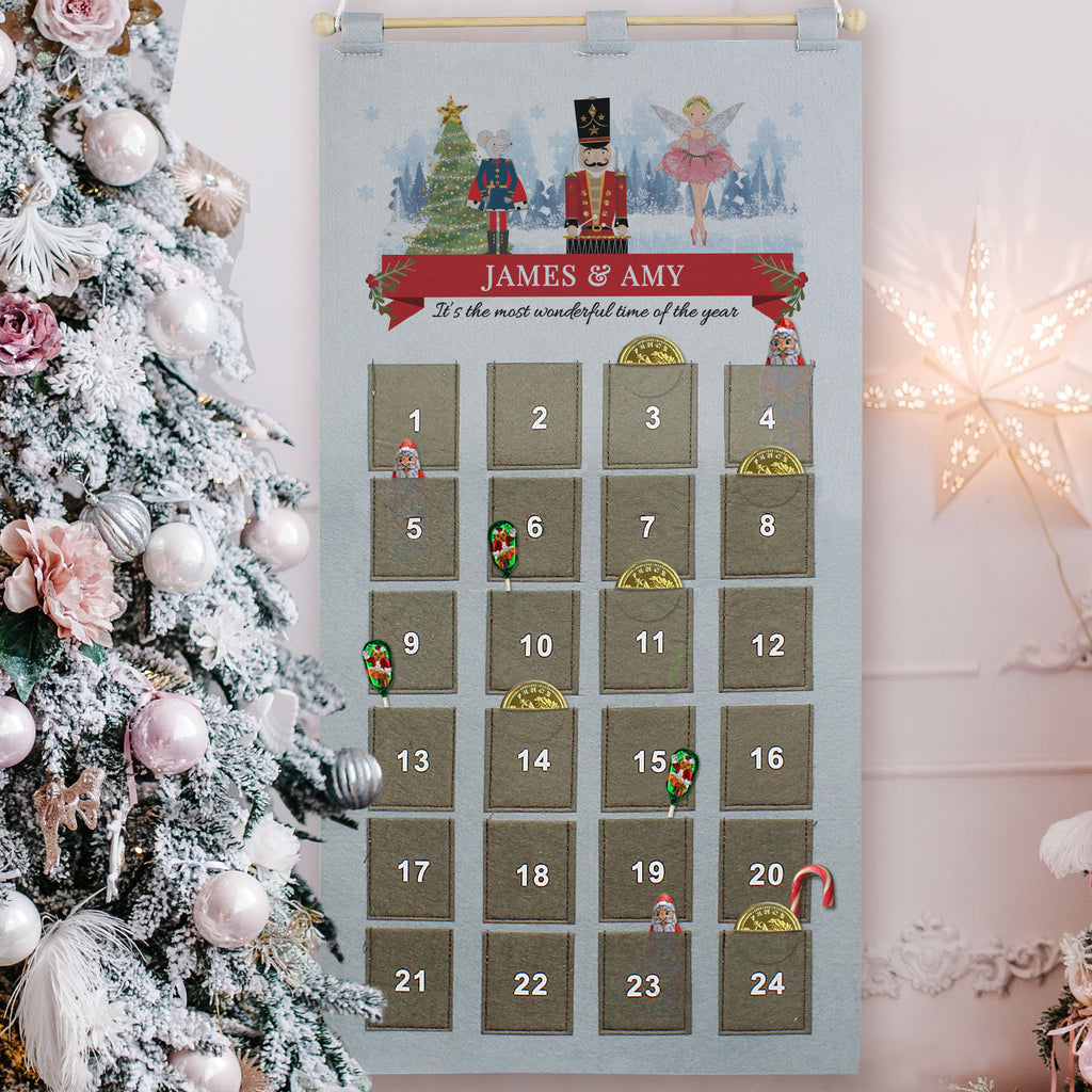 Personalised Nutcracker Advent Calendar In Silver Grey - Buy Christmas Decorations at GiftMasters.co.uk