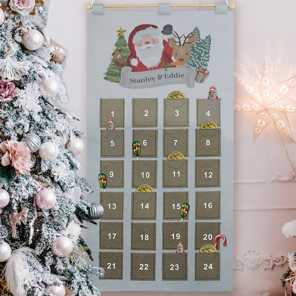 Personalised Santa Advent Calendar In Silver Grey - Buy Christmas Decorations at GiftMasters.co.uk