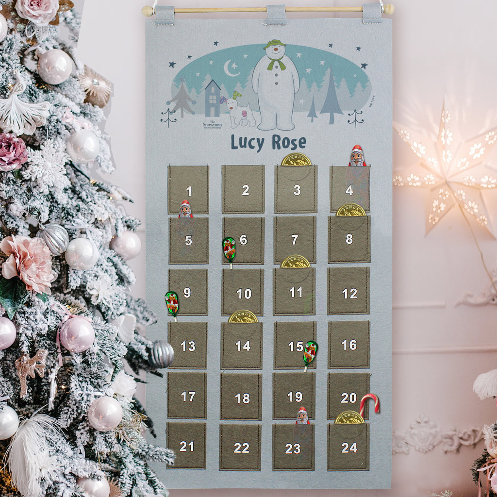 Personalised The Snowman and the Snowdog Advent Calendar In Silver Grey - Buy Christmas Decorations at GiftMasters.co.uk