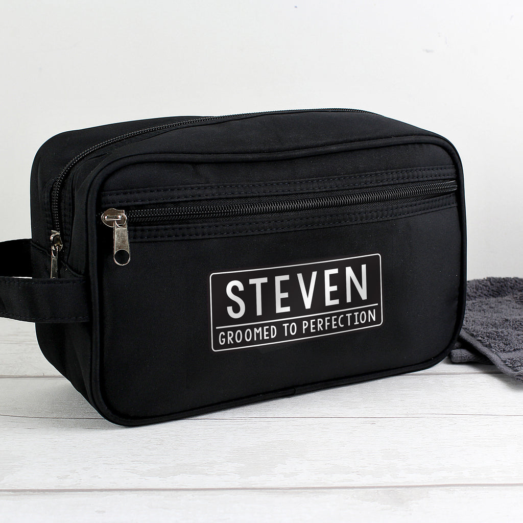 Personalised Free Text Black Toiletry Bag - Buy Textiles at GiftMasters.co.uk