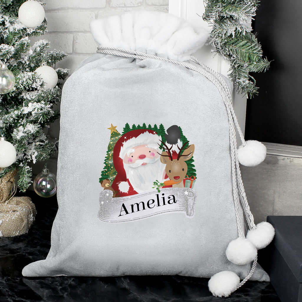 Personalised Christmas Santa Grey Sack - Buy Christmas Decorations at GiftMasters.co.uk