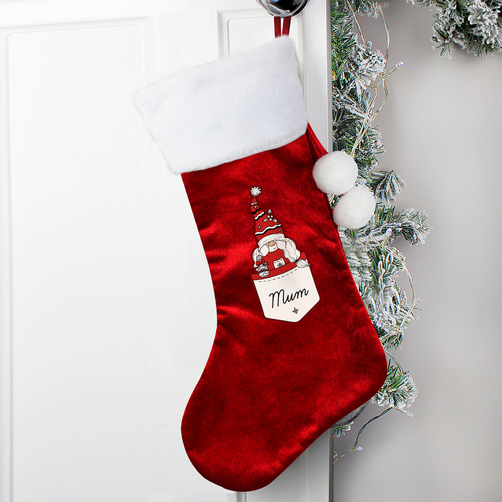Personalised Gonk Family Red Christmas Stocking- Female - Buy Christmas Decorations at GiftMasters.co.uk