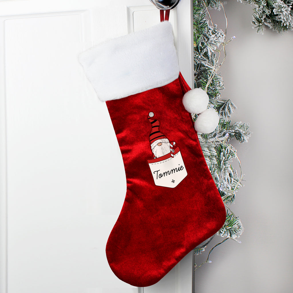 Personalised Gonk Family Red Christmas Stocking- Boy - Buy Christmas Decorations at GiftMasters.co.uk