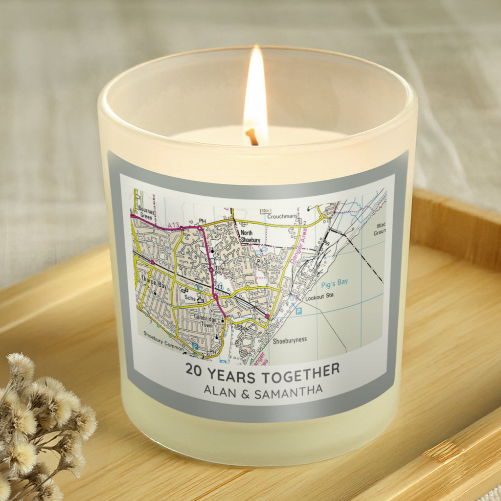 Personalised Present Day Map Compass Scented Jar Candle - Buy Candles & Reed Diffusers at GiftMasters.co.uk