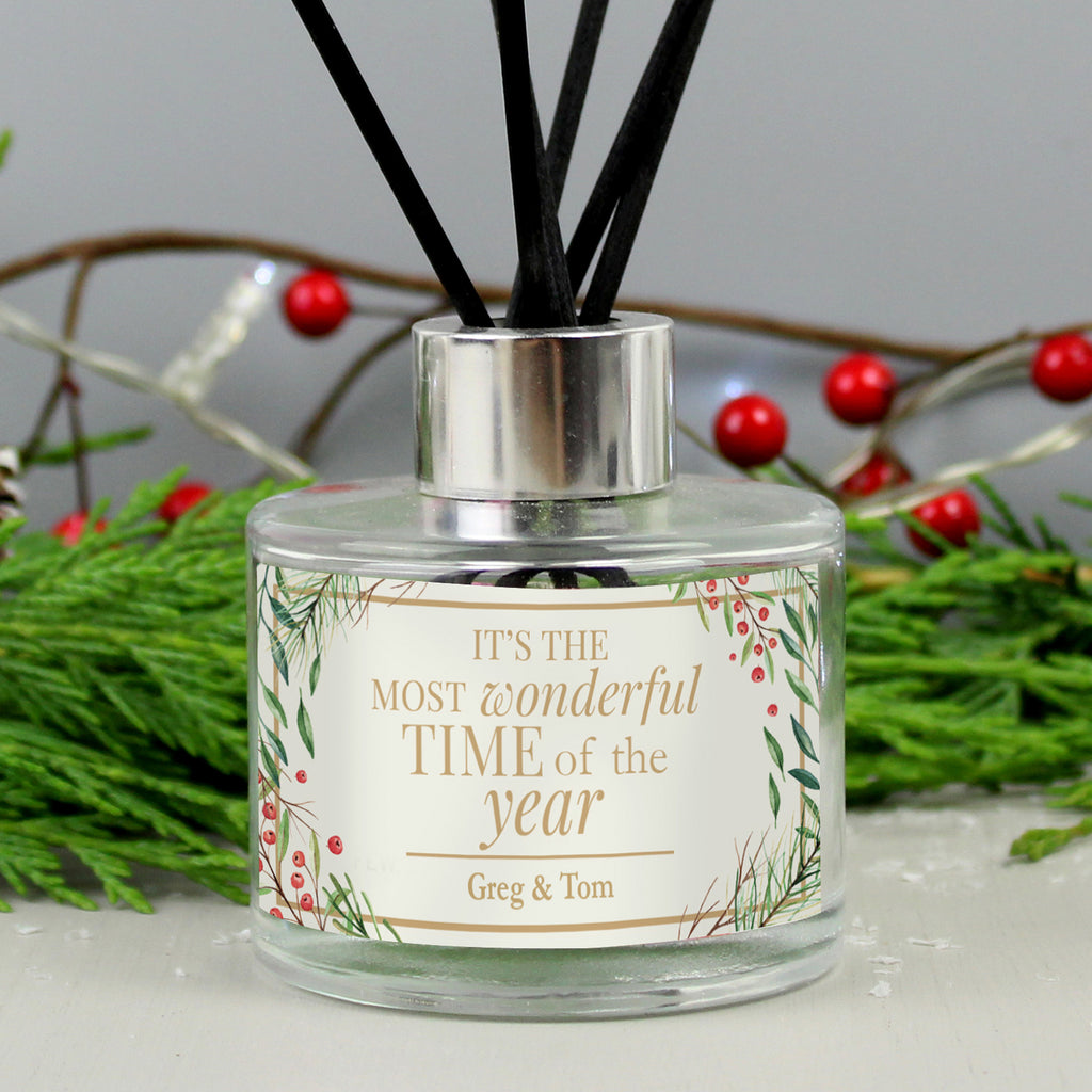 Personalised 'Wonderful Time of The Year' Christmas Reed Diffuser - Buy Candles & Reed Diffusers at GiftMasters.co.uk