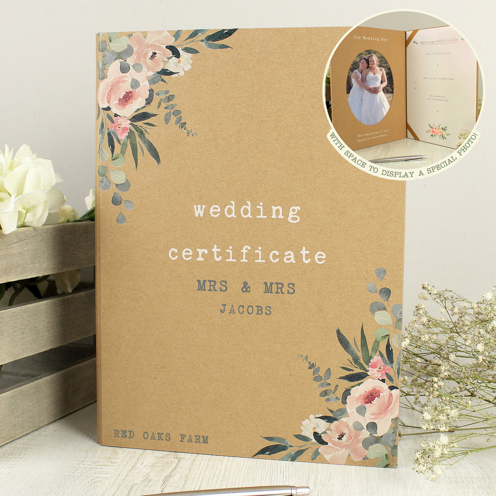 Personalised Wedding Certificate and Photo Display Book - Buy Keepsakes at GiftMasters.co.uk