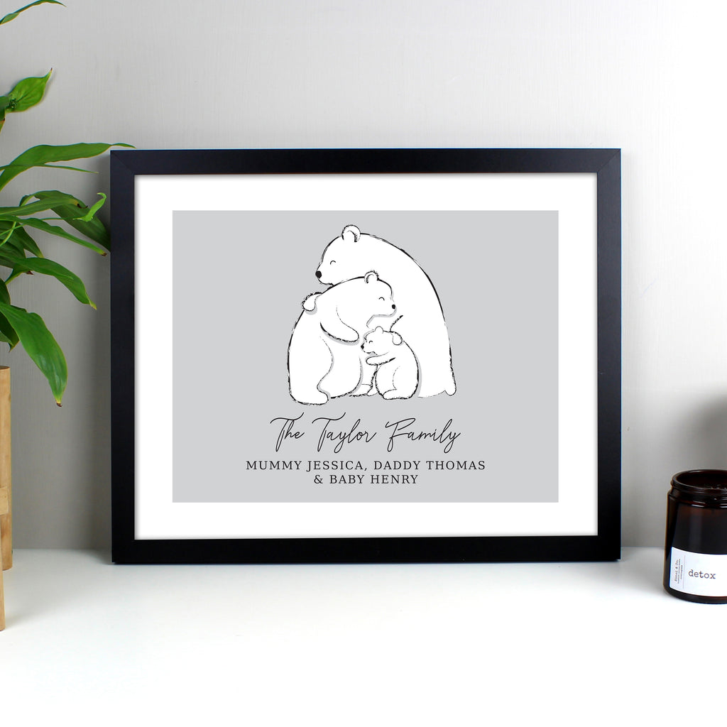 Personalised Polar Bear Family Black Framed Print - Buy Framed Prints at GiftMasters.co.uk