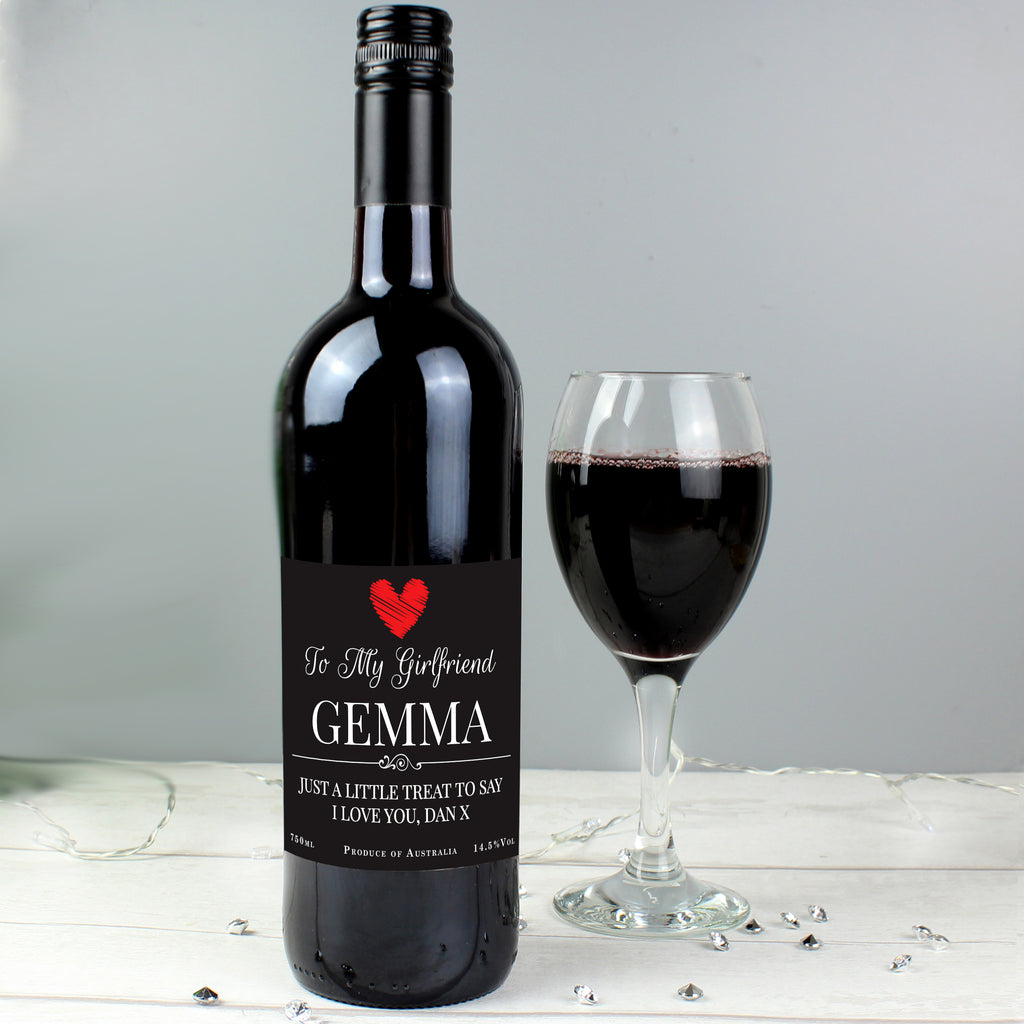 Personalised Heart Red Wine - Buy Alcohol at GiftMasters.co.uk