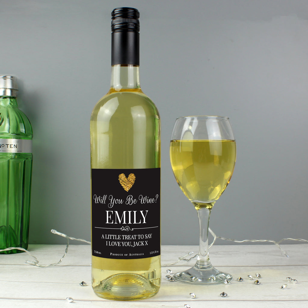 Personalised Heart White Wine - Buy Alcohol at GiftMasters.co.uk