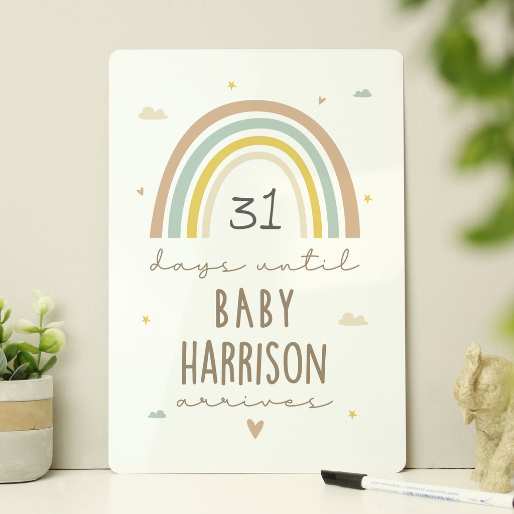 Personalised Baby Countdown Sign & Dry Wipe Pen - Buy Hanging Decorations & Signs at GiftMasters.co.uk