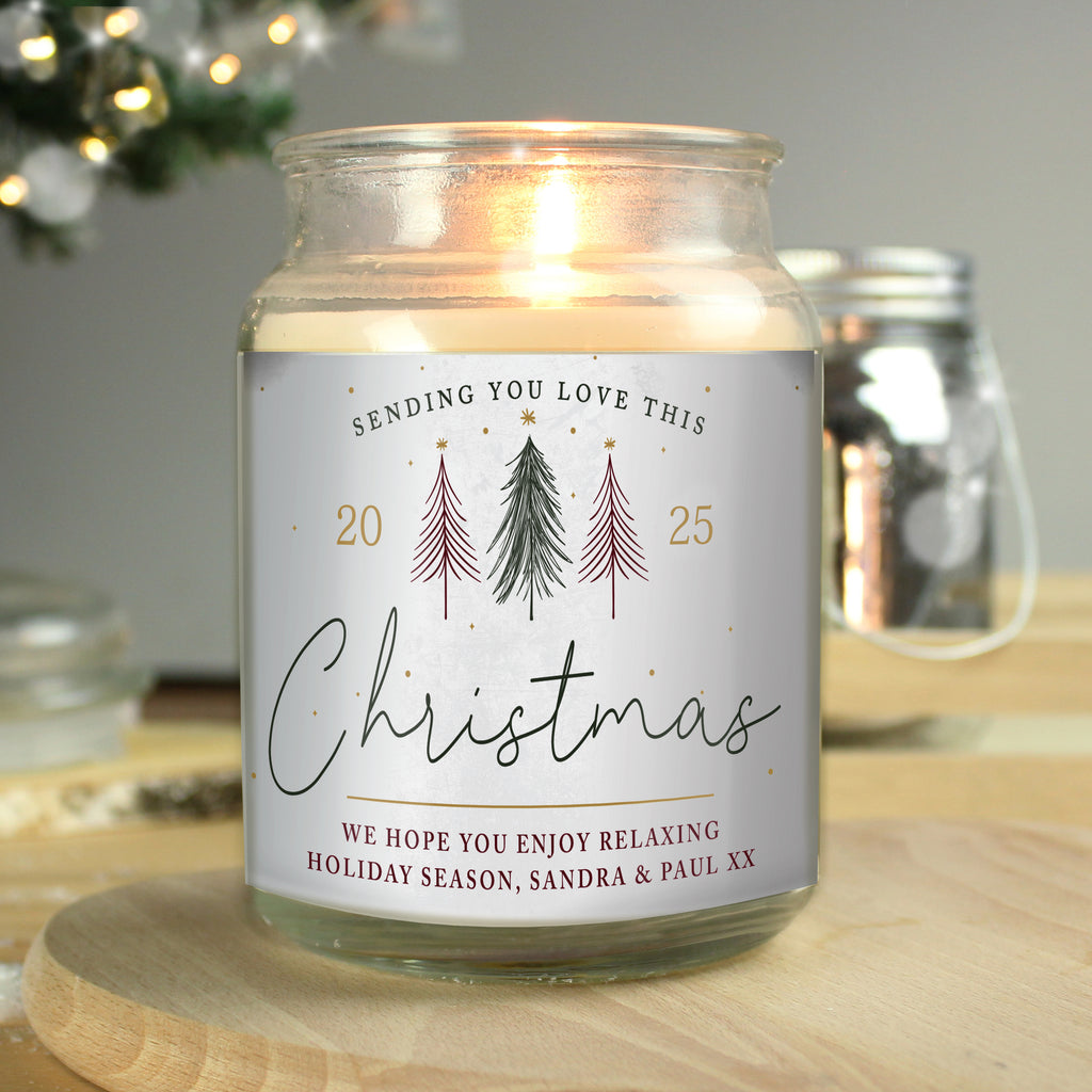 Personalised Sending You Love Christmas Large Scented Jar Candle - Buy Candles & Reed Diffusers at GiftMasters.co.uk