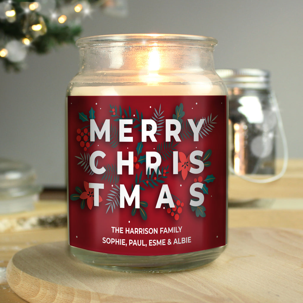 Personalised Christmas Large Scented Jar Candle - Buy Candles & Reed Diffusers at GiftMasters.co.uk