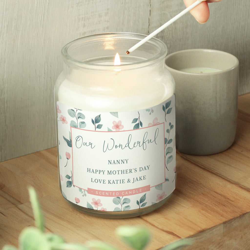 Personalised Floral Large Scented Jar Candle - Buy Candles & Reed Diffusers at GiftMasters.co.uk