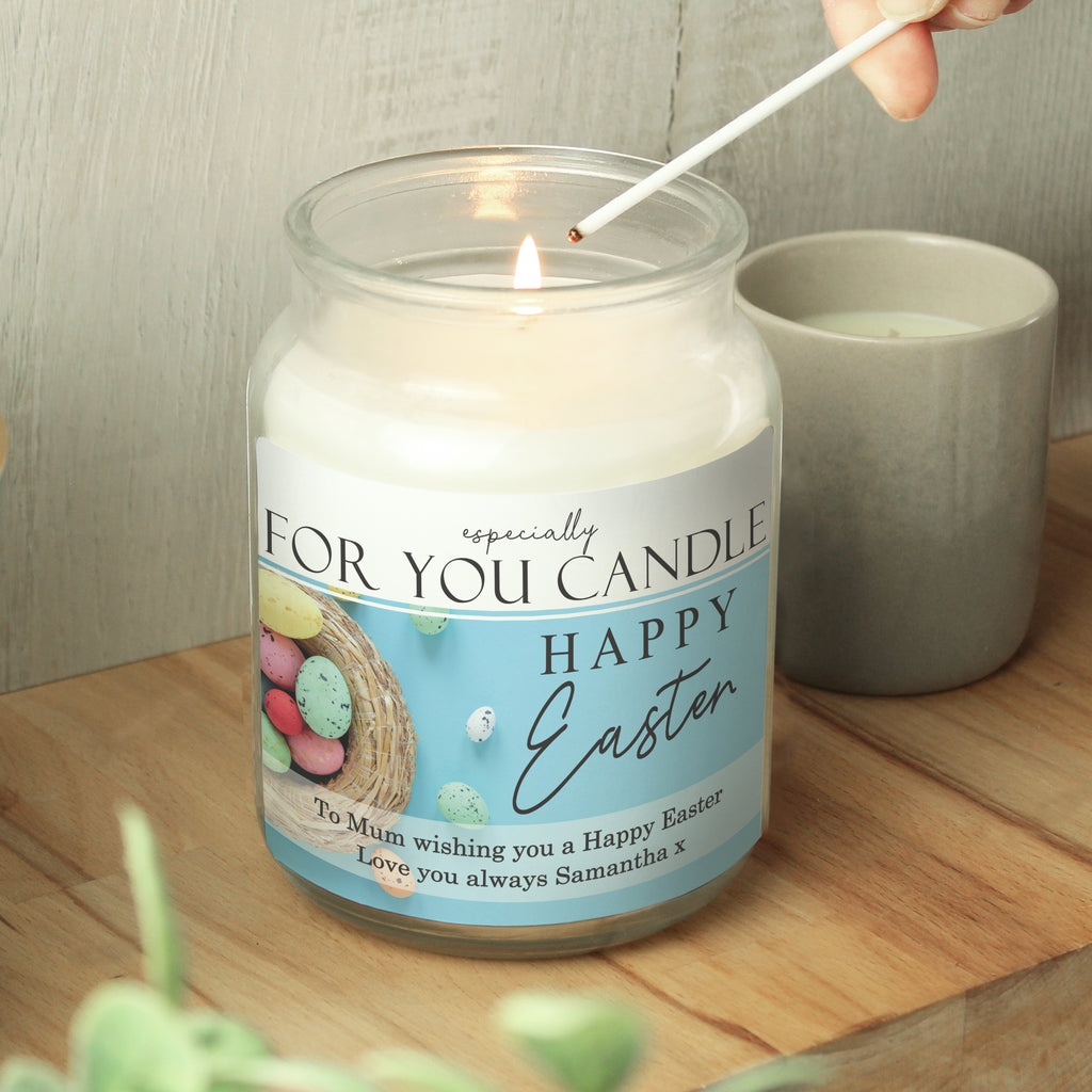 Personalised Happy Easter Large Scented Candle Jar - Buy Candles & Reed Diffusers at GiftMasters.co.uk