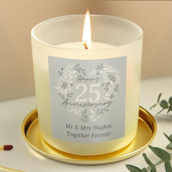 Personalised 25th Silver Wedding Anniversary Candle Jar