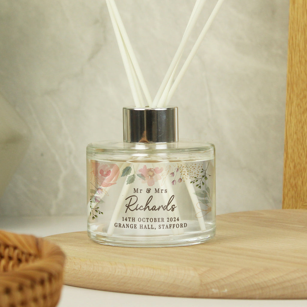 Personalised Floral Watercolour Reed Diffuser - Buy Candles & Reed Diffusers at GiftMasters.co.uk