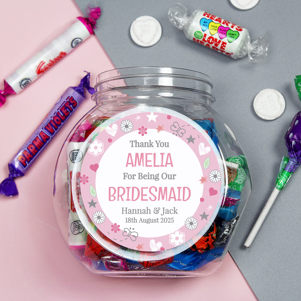 Personalised Bridesmaid Sweet Jar - Buy Confectionery at GiftMasters.co.uk