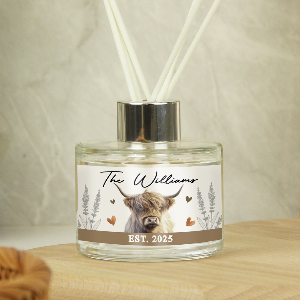 Personalised Highland Cow Reed Diffuser - Buy Candles & Reed Diffusers at GiftMasters.co.uk