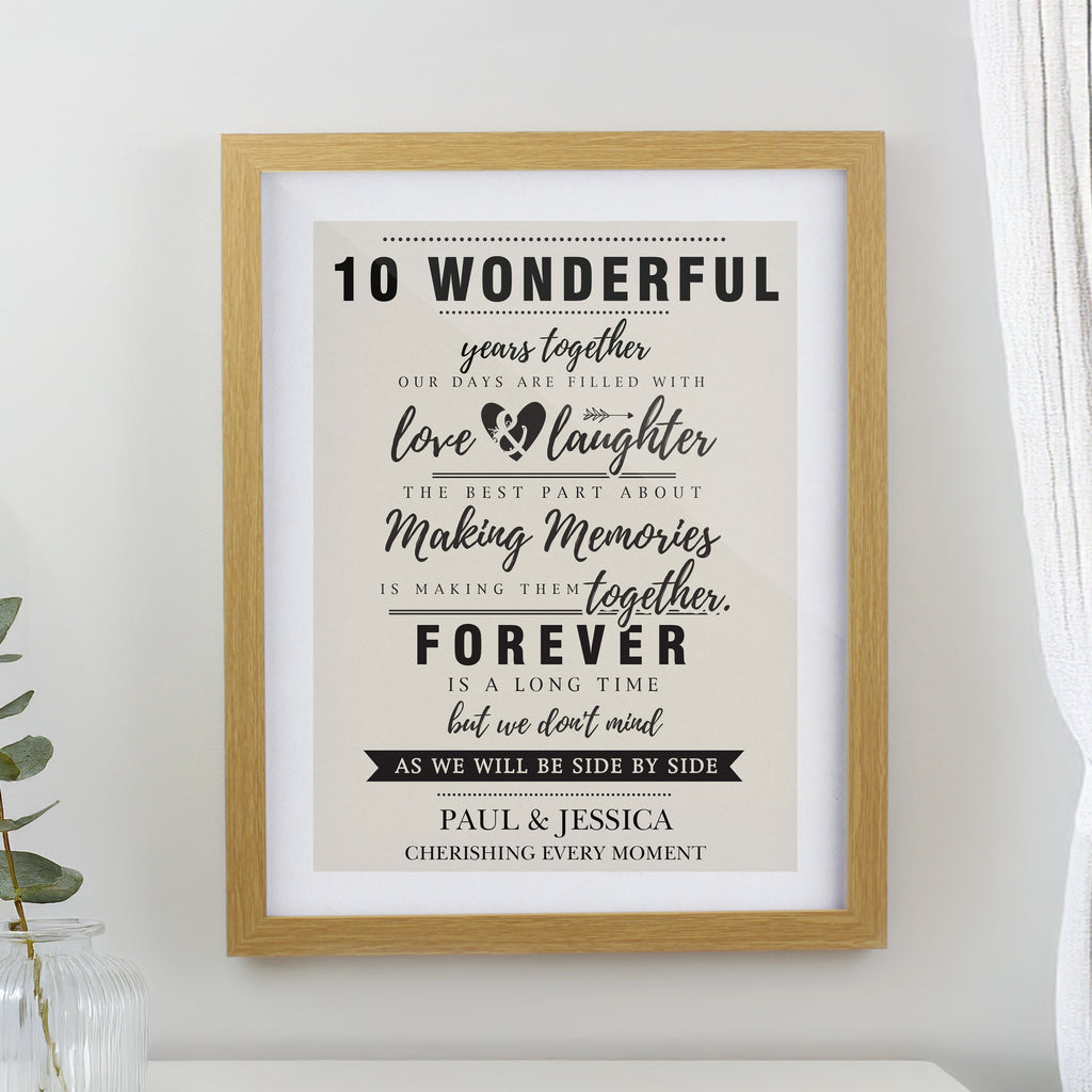 Personalised Anniversary Oak Poster Frame - Buy Poster Frames at GiftMasters.co.uk