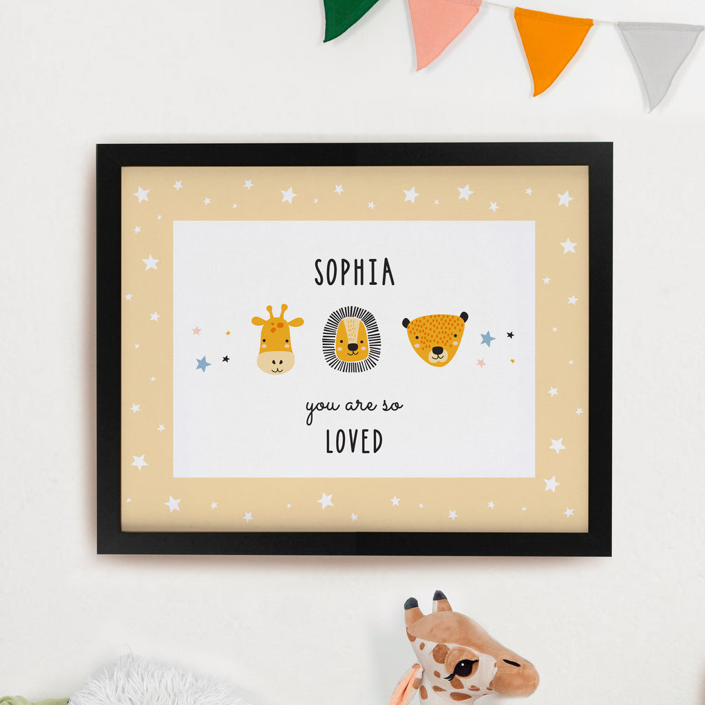 Personalised Scandi Animals Black Poster Frame - Buy Poster Frames at GiftMasters.co.uk