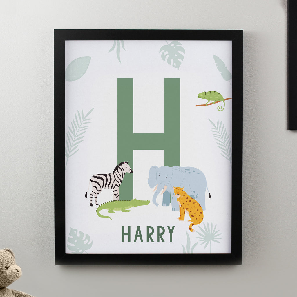 Personalised Animal Initial Black Poster Frame - Buy Poster Frames at GiftMasters.co.uk