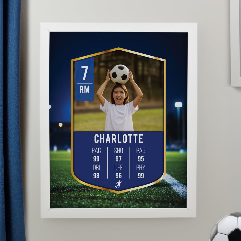 Personalised Photo Upload Football Card Football White Poster Frame - Buy Poster Frames at GiftMasters.co.uk