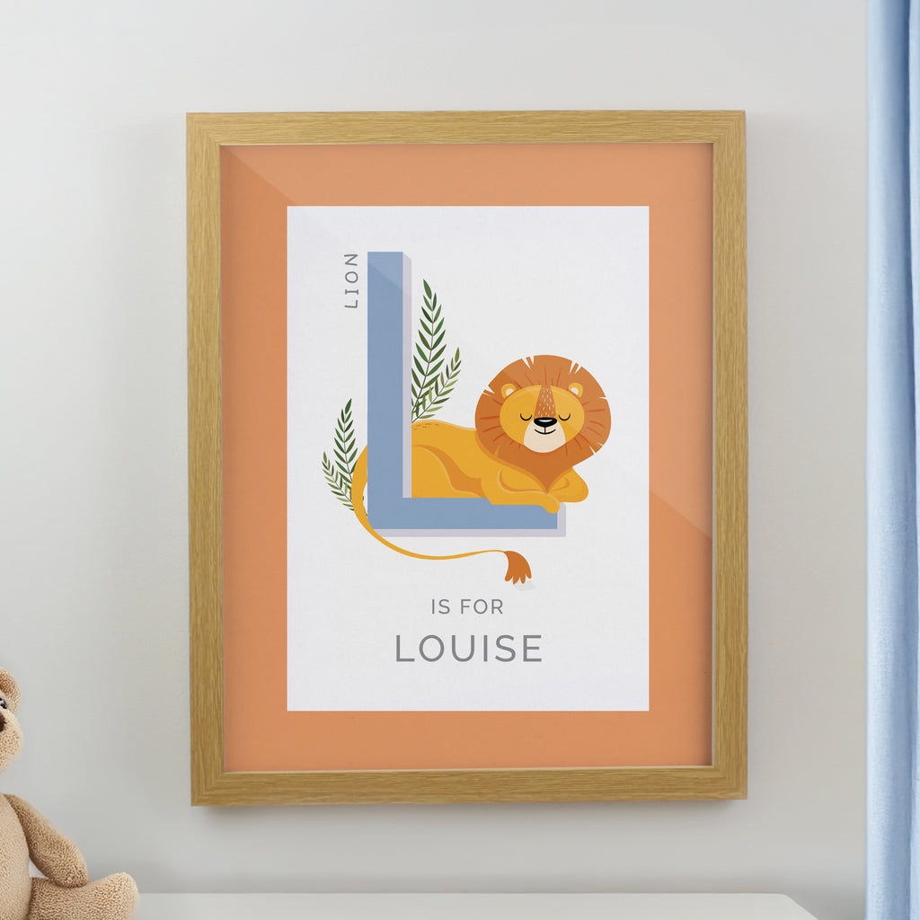 Personalised Animal Alphabet Oak Poster Frame - Buy Poster Frames at GiftMasters.co.uk