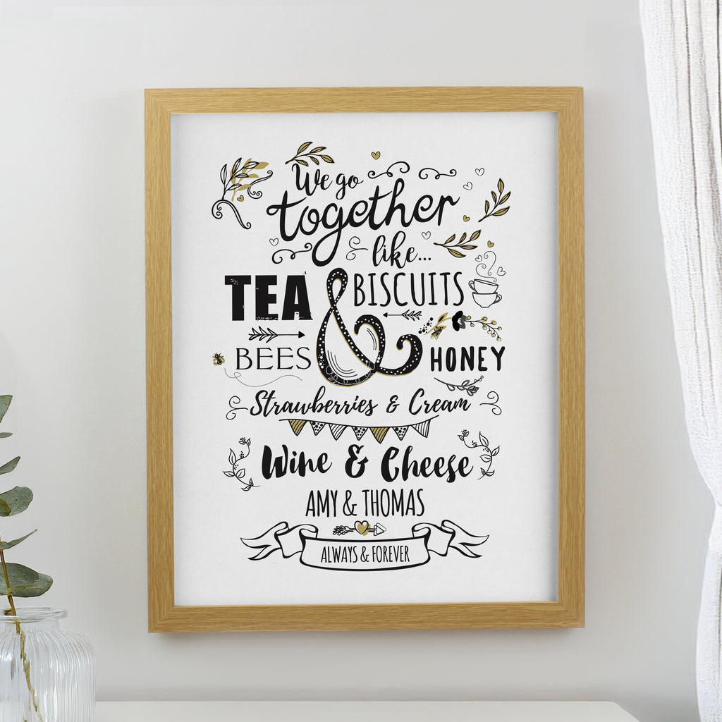Personalised We go Together Oak Poster Frame - Buy Framed Prints at GiftMasters.co.uk
