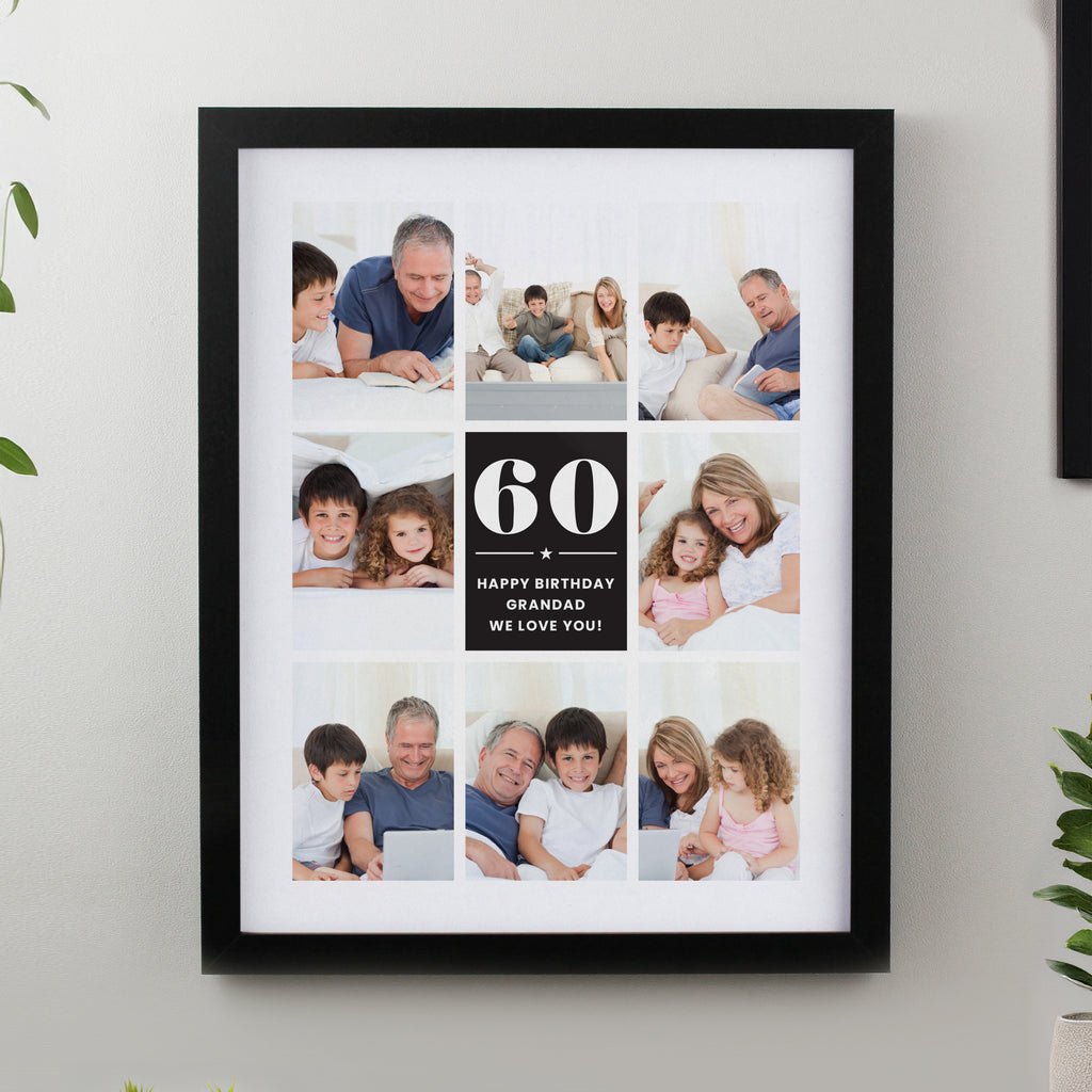 Personalised Big Number Multi Photo Upload Black Poster Frame - Buy Framed Prints at GiftMasters.co.uk