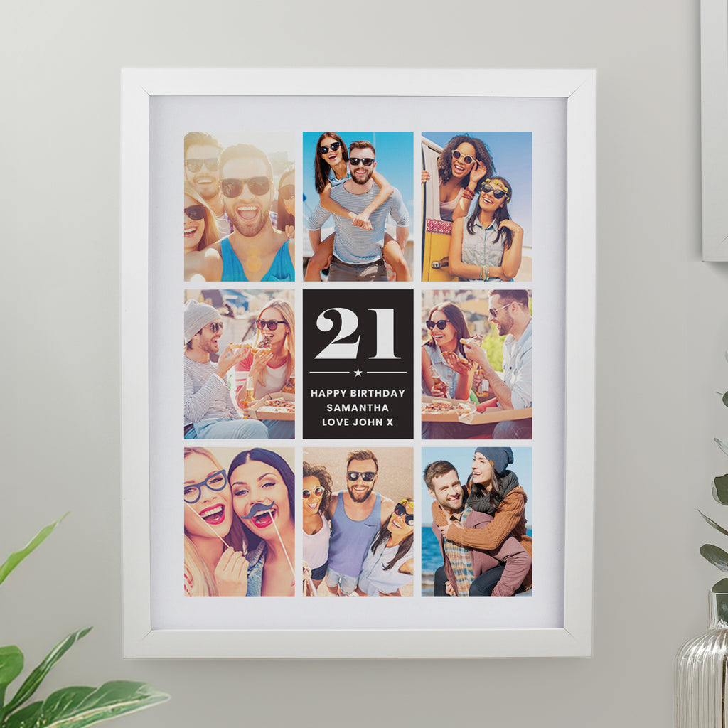 Personalised Big Number Multi Photo Upload White Poster Frame - Buy Poster Frames at GiftMasters.co.uk