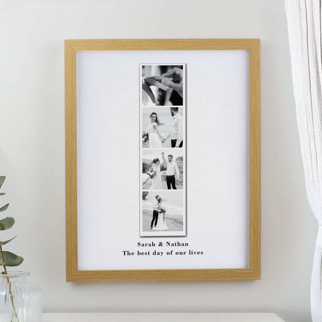 Personalised Photo Upload Strip Oak Poster Frame - Buy Framed Prints at GiftMasters.co.uk